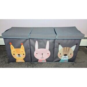 Softowl Collapsible Toy Chest Storage Box Gray Animals Extra Large 37"x16"x14"